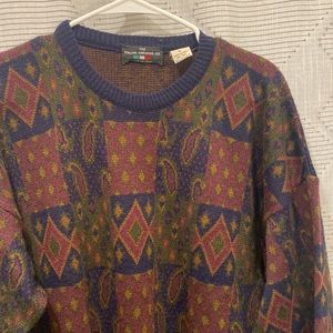 Vintage Paisley Plaid Dad Sweater